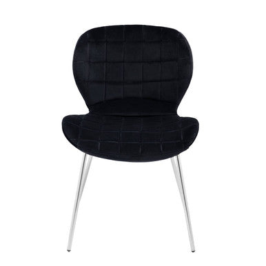 Warton Black Velvet Quilted Dining Chair
