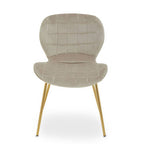 Beige checkered chair with gold legs on a white background