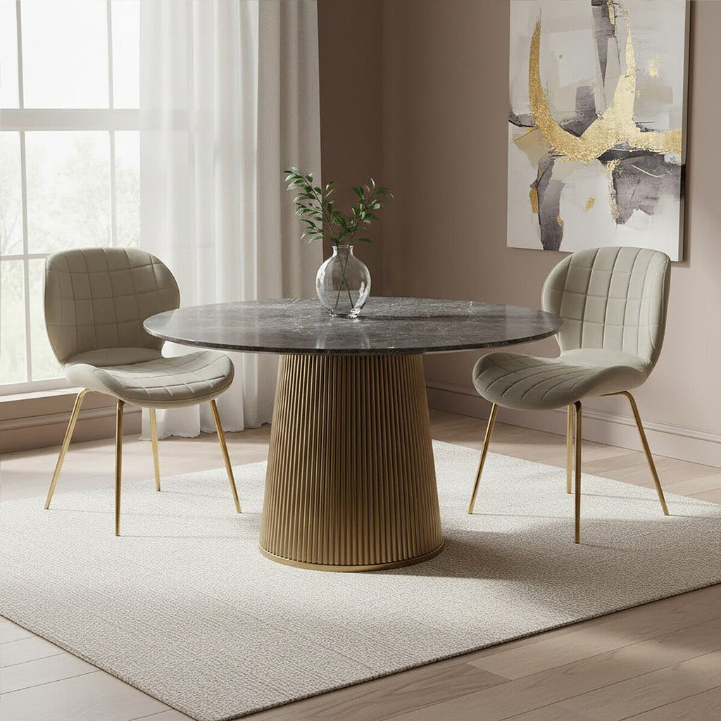 Warton Mink Velvet Quilted Dining Chair