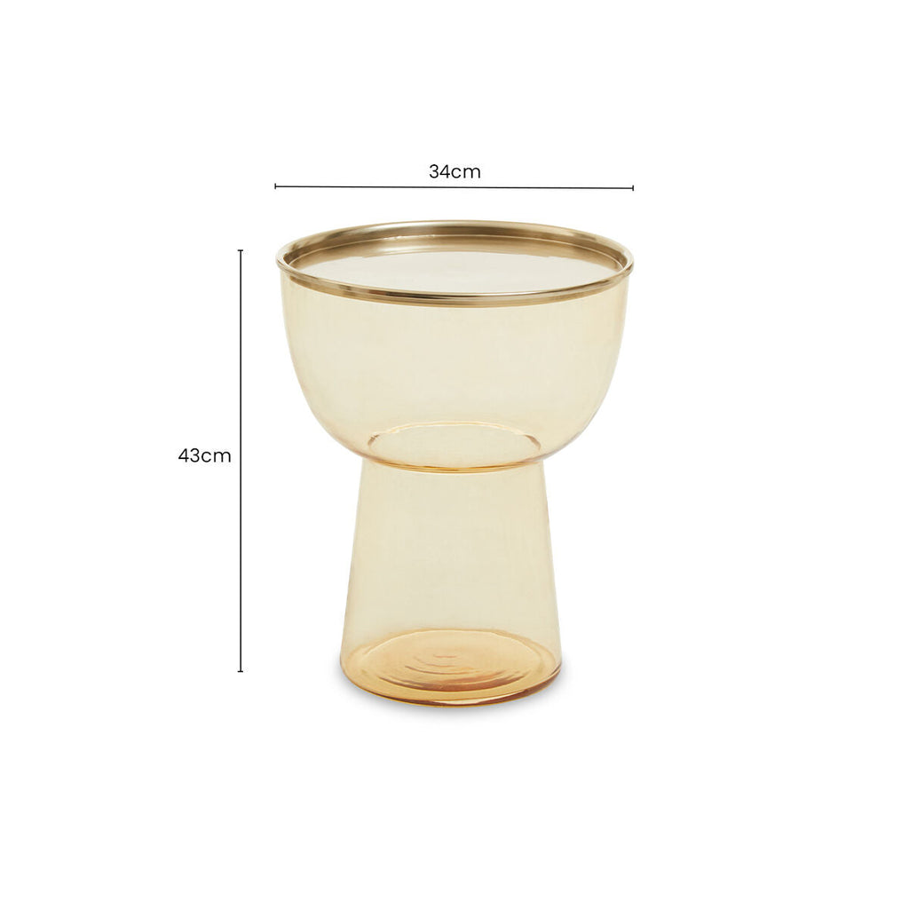 Martini Amber Glass Side Table with Gold Finish Rim