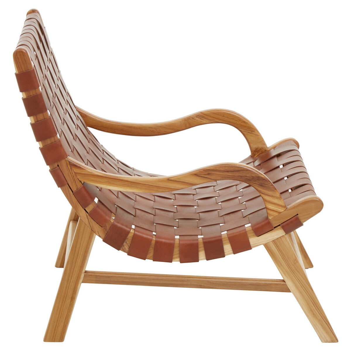 Kendari Brown Woven Leather Chair with Wood Frame