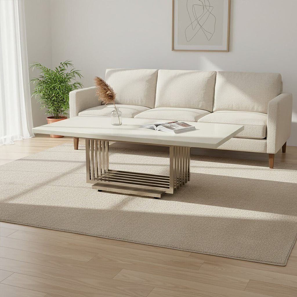 Moda Ivory Marble Effect Coffee Table with Silver Finish Base