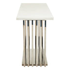 Moda White Marble Effect Console Table with Silver Finish Base