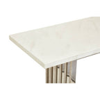 Moda White Marble Effect Console Table with Silver Finish Base