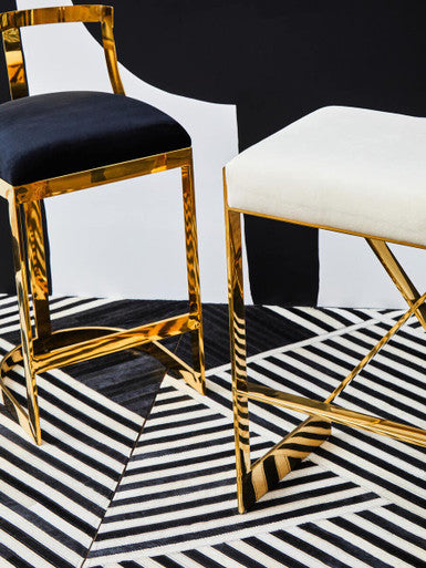 Azalea Ivory And Gold Finish Bar Stool
