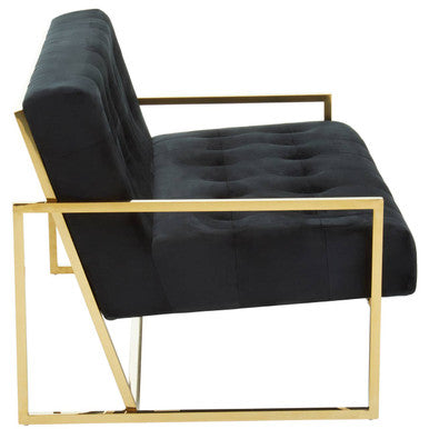 2 Seater Black Velvet Sofa, Azalea