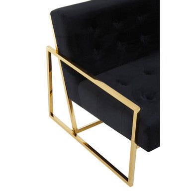 2 Seater Black Velvet Sofa, Azalea