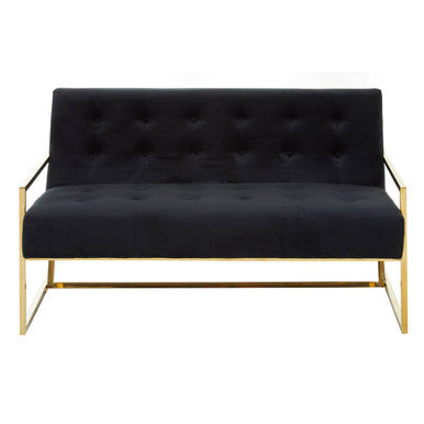 2 Seater Black Velvet Sofa, Azalea