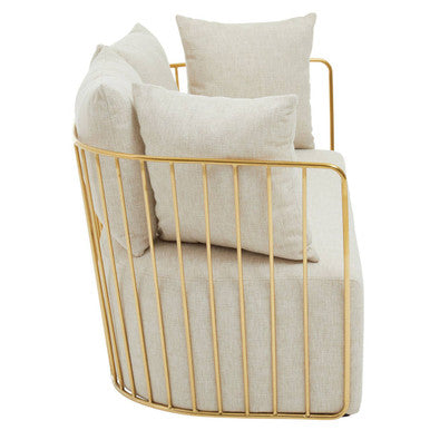 2 Seater Natural Fabric Sofa, Azalea