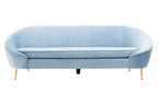 3 Seater Aqua Blue Velvet Sofa, Yasmeen