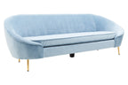 3 Seater Aqua Blue Velvet Sofa, Yasmeen