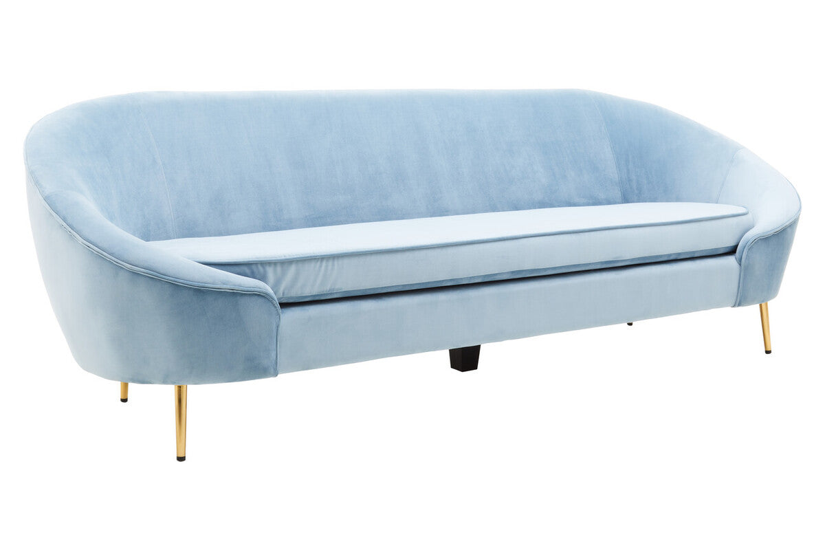 3 Seater Aqua Blue Velvet Sofa, Yasmeen