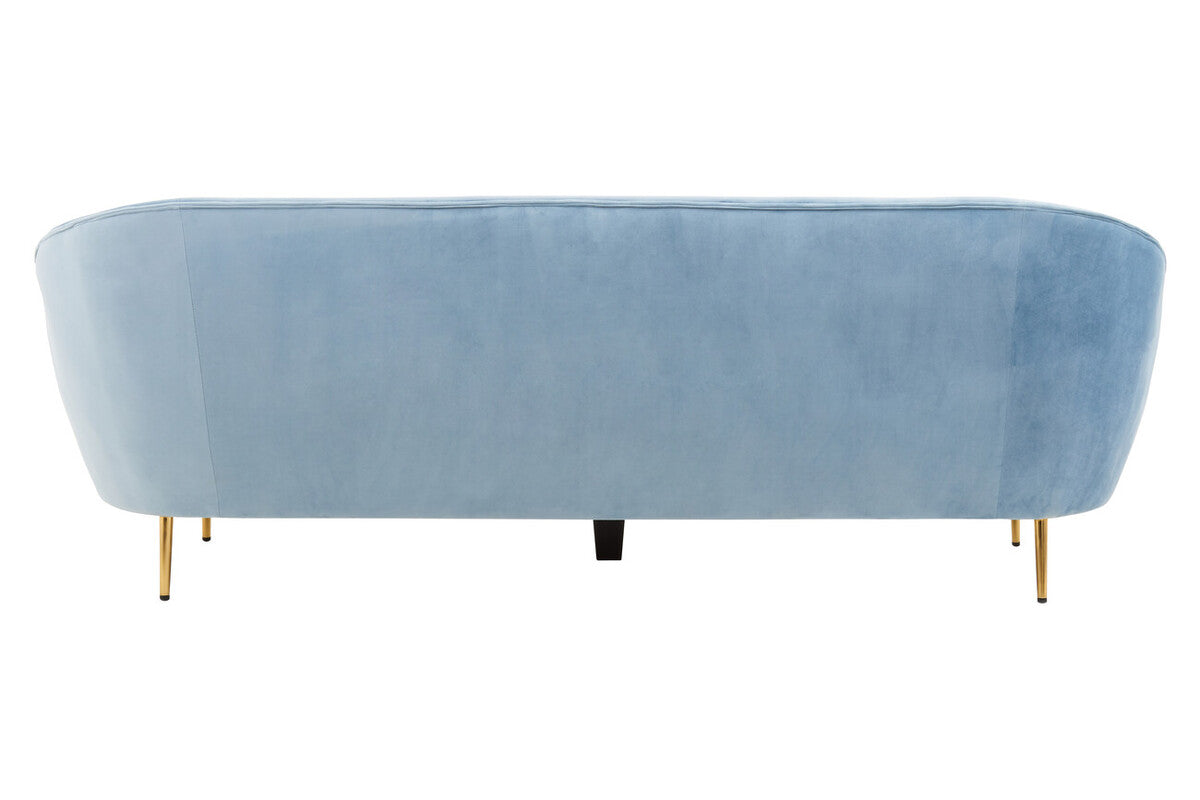 3 Seater Aqua Blue Velvet Sofa, Yasmeen