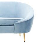 3 Seater Aqua Blue Velvet Sofa, Yasmeen