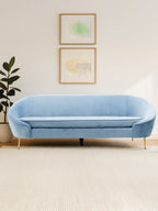 3 Seater Aqua Blue Velvet Sofa, Yasmeen