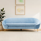 3 Seater Aqua Blue Velvet Sofa, Yasmeen