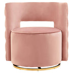 Yasmeen Pink Velvet Tufted Back Swivel Chair