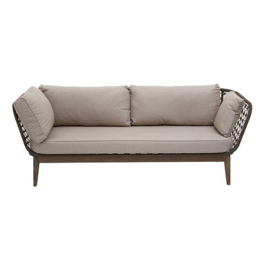 Gray sofa with wooden legs on a white background