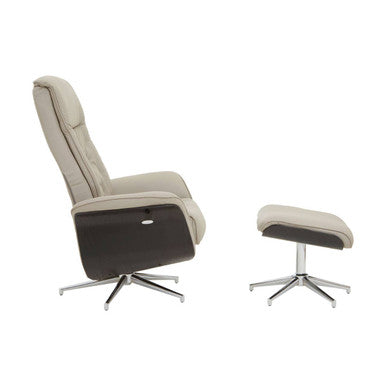 Warrington Mink Leather Effect Recliner and Footstool Set
