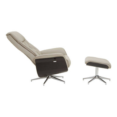 Warrington Mink Leather Effect Recliner and Footstool Set