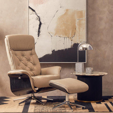 Warrington Mink Leather Effect Recliner and Footstool Set