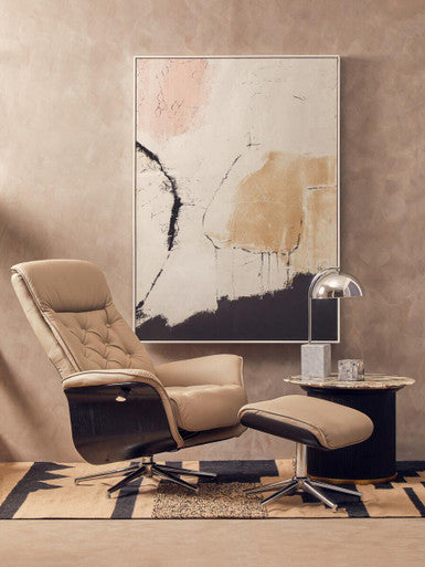 Warrington Mink Leather Effect Recliner and Footstool Set