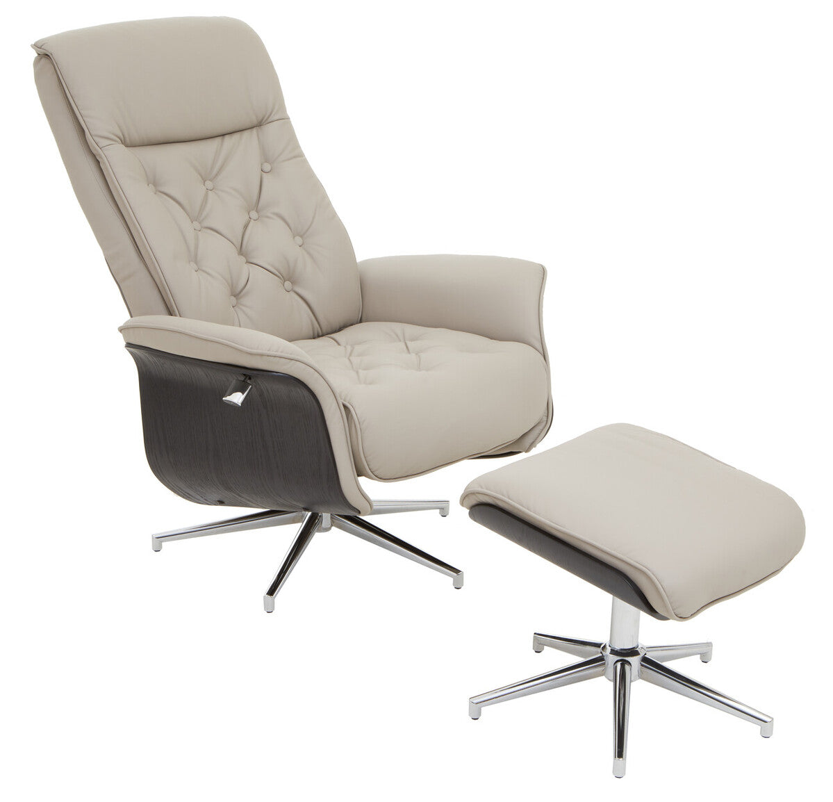 Warrington Mink Leather Effect Recliner and Footstool Set