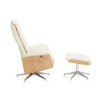 Warrington Ivory Leather Effect Recliner and Footstool Set