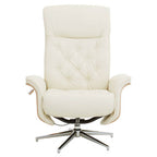 Warrington Ivory Leather Effect Recliner and Footstool Set