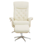 Warrington Ivory Leather Effect Recliner and Footstool Set