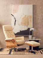 Warrington Ivory Leather Effect Recliner and Footstool Set