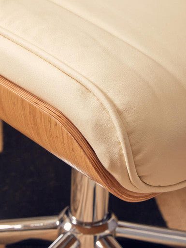Warrington Ivory Leather Effect Recliner and Footstool Set