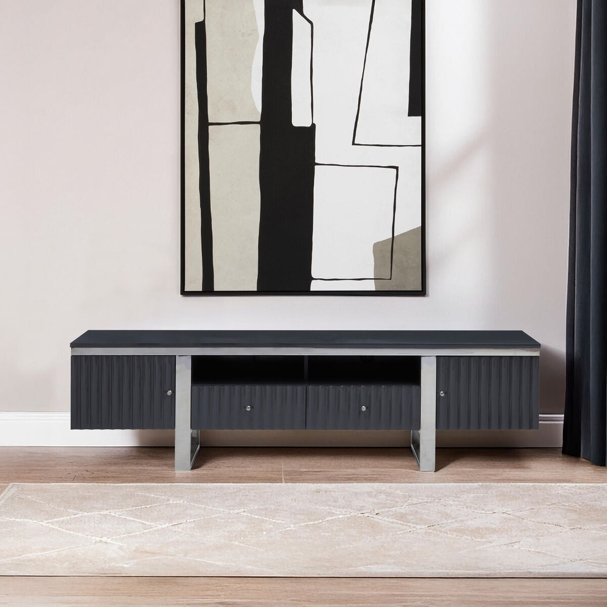 Grey Gloss Finish Media Unit | Genoa