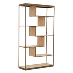 Grenoble Oak Veneer Shelf Unit with Brushed Brass Frame