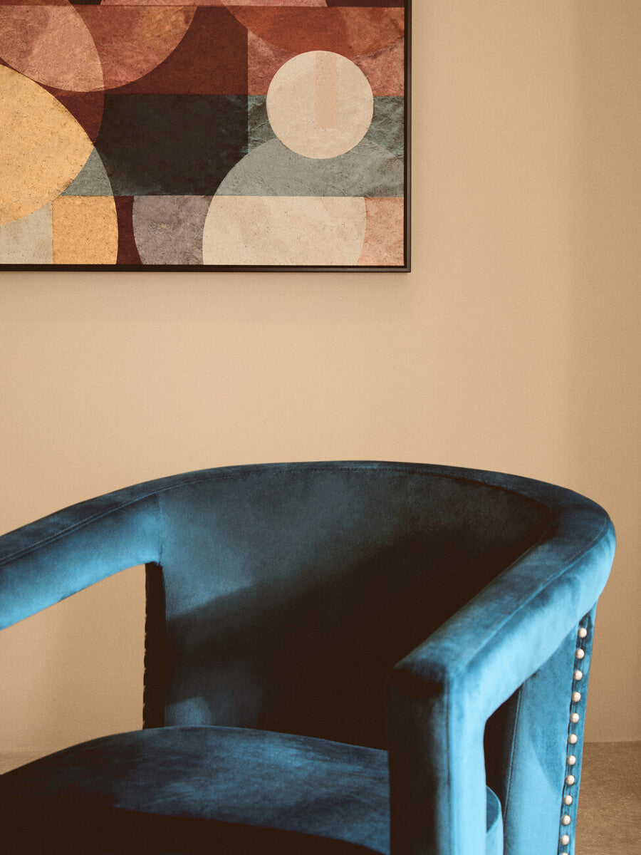 Hestia Blue Velvet Swivel Chair