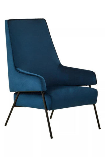 Henia Blue Velvet High Back Chair