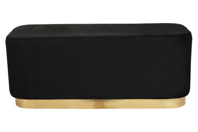 Black Velvet Bench with Matte Gold Base | Hartford