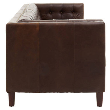 2 Seater Modern Chesterfield Dark Brown Leather Sofa, King