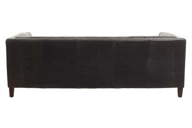 3 Seater Modern Chesterfield Black Leather Sofa, King
