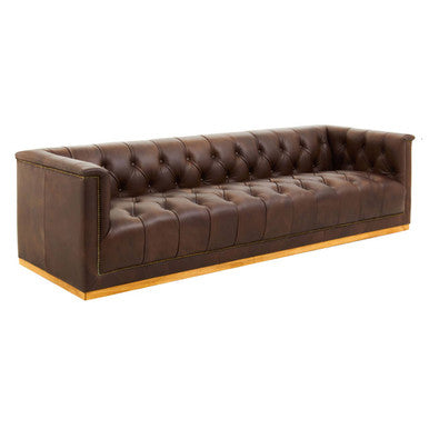 3 Seater Modern Chesterfield Dark Brown Leather Sofa, King