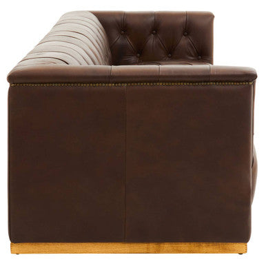 3 Seater Modern Chesterfield Dark Brown Leather Sofa, King