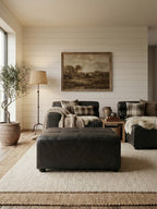 Antique Black Leather Modular Ottoman, King