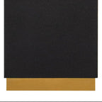 Black rectangular box with a gold base on a white background