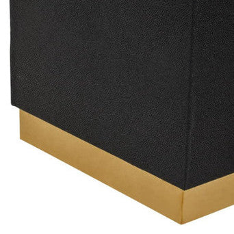 Black fabric with gold trim on a white background