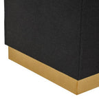 Black fabric with gold trim on a white background