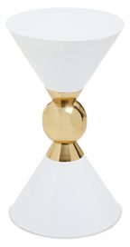 Jaipur White and Gold Finish Hourglass Side Table