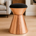 Black Velvet and Copper Finish Stool | Jaipur