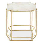 Jaipur White Quartz Side Table with Gold Finish Base