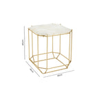 Jaipur White Quartz Side Table with Gold Finish Base