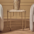 Jaipur White Quartz Side Table with Gold Finish Base